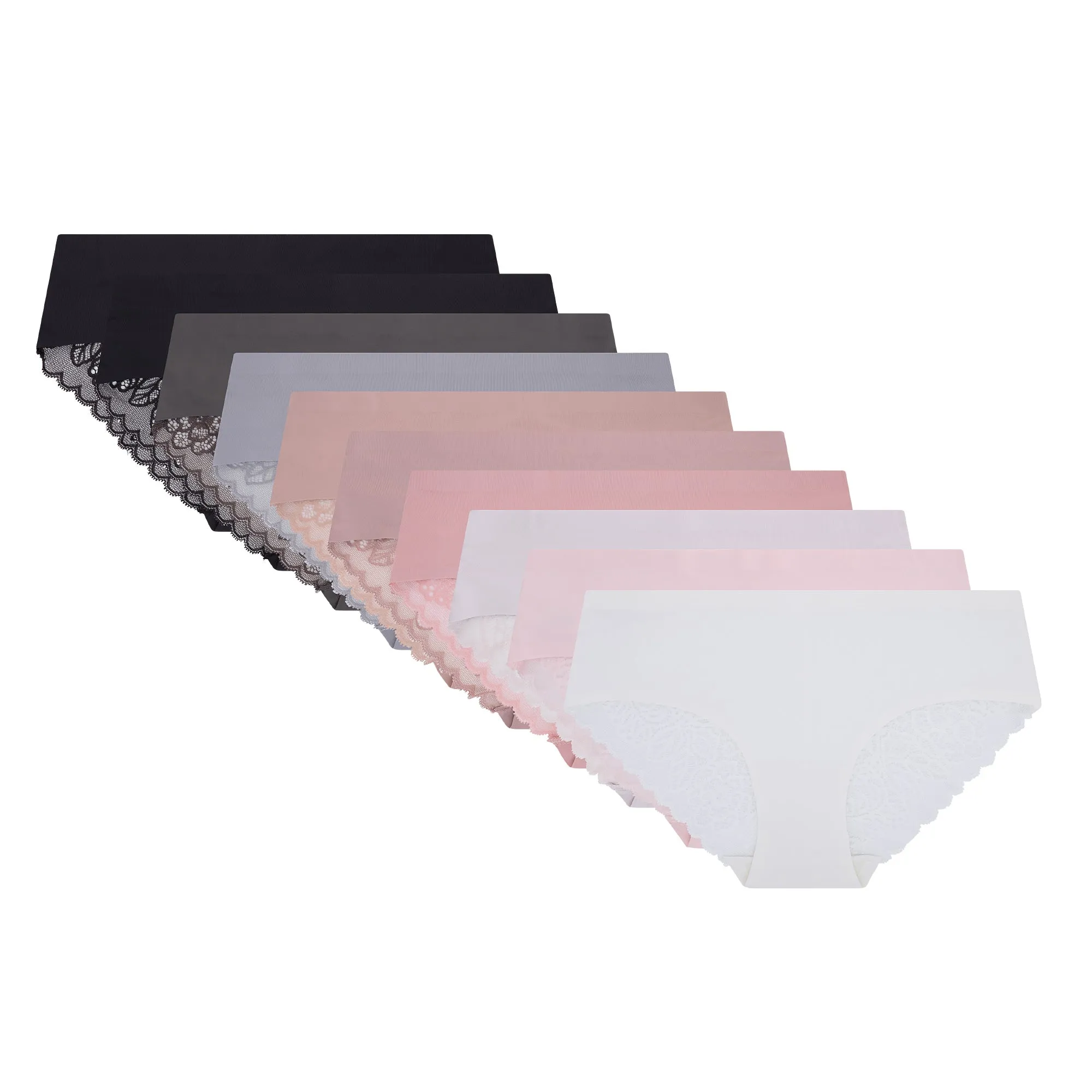 10 Pack No Show Lace Back Hipsters