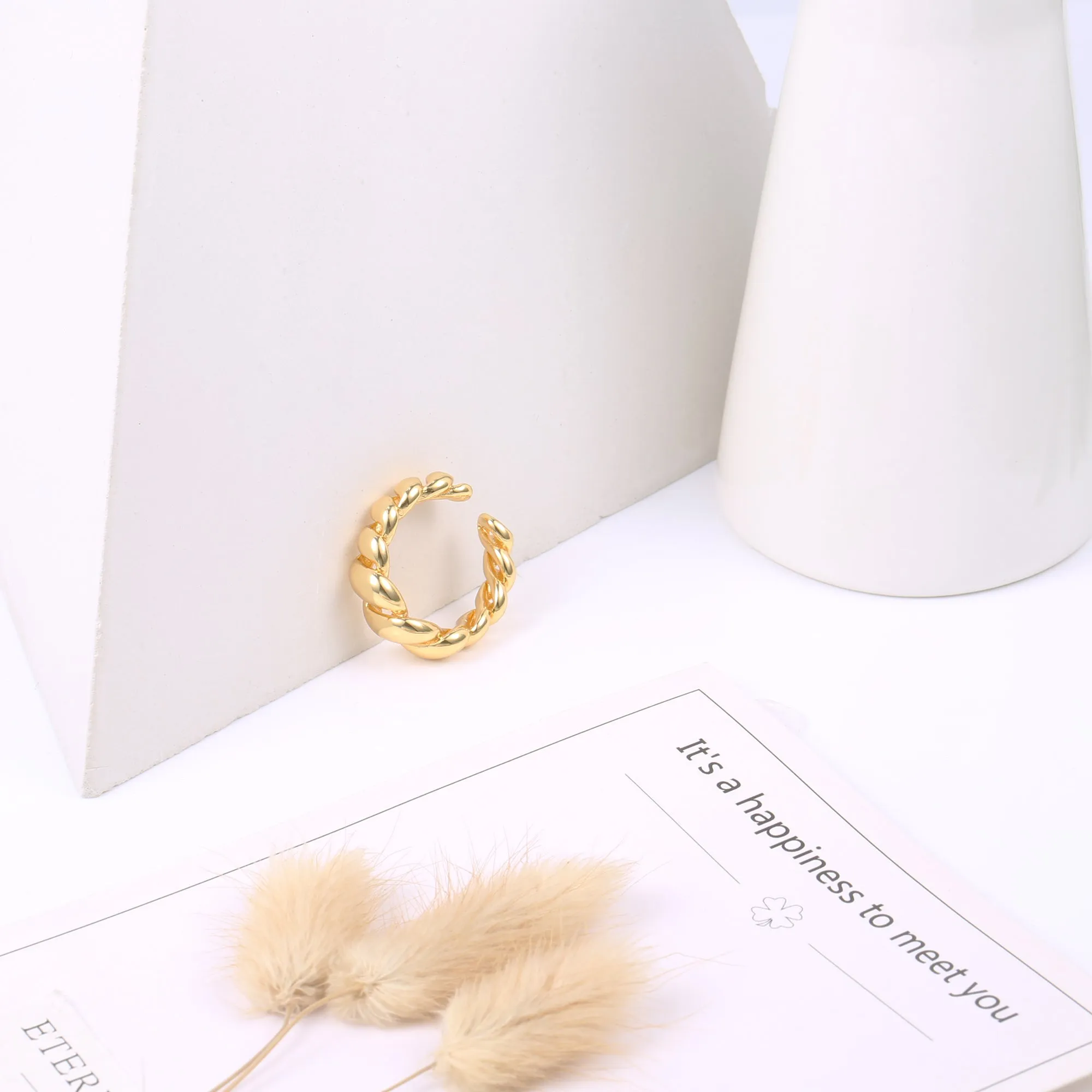 14k Gold Chunky Twisted Open Ring