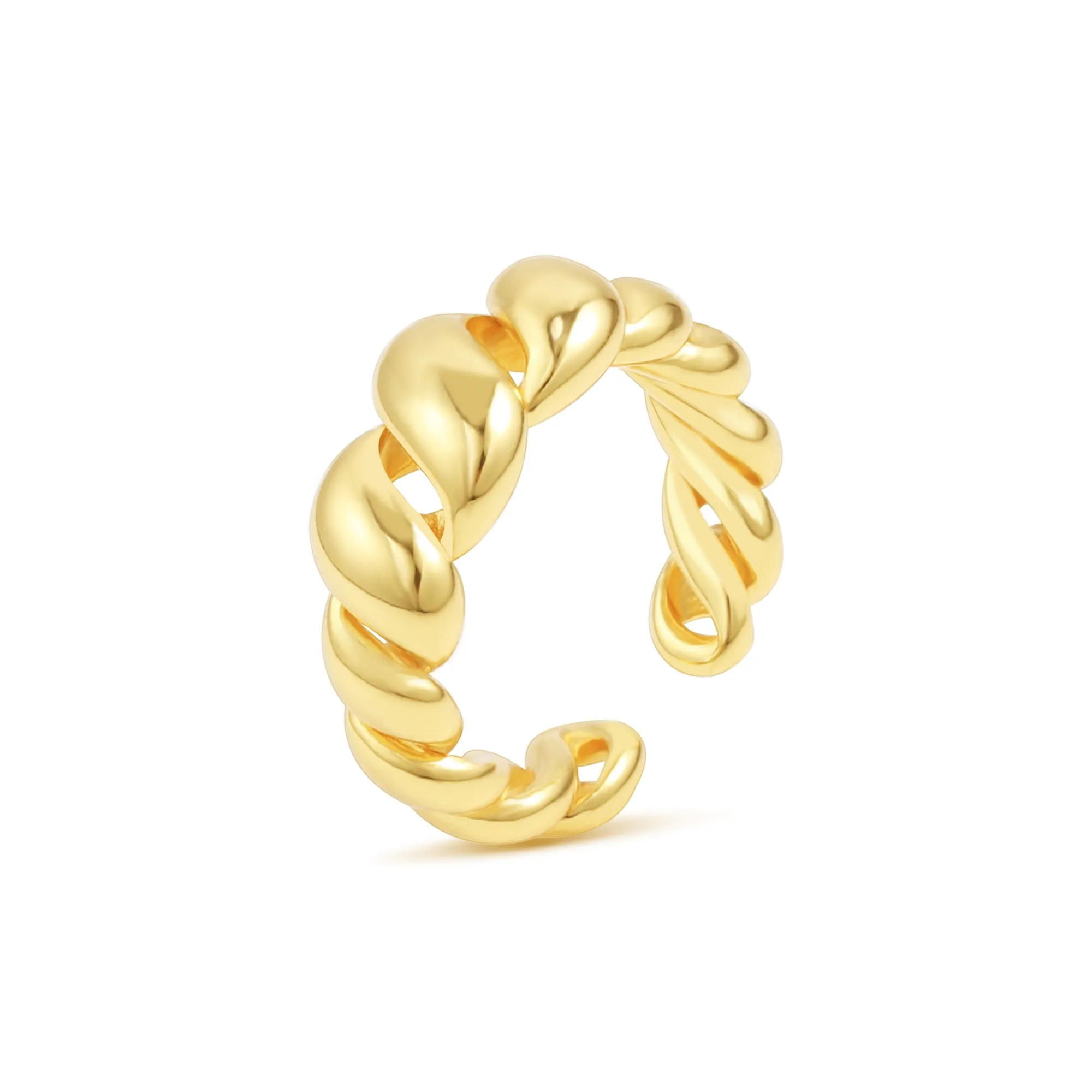 14k Gold Chunky Twisted Open Ring