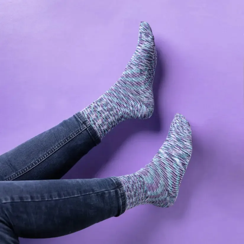 3-Pack Diabetic Socks - Multi Stripes, Solid Black & Cosmic Purple