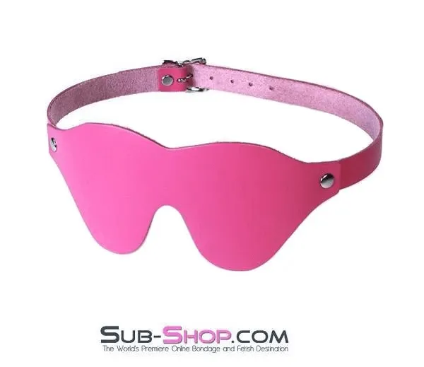3406A      Hot Pink Leather Bondage Mask Blindfold