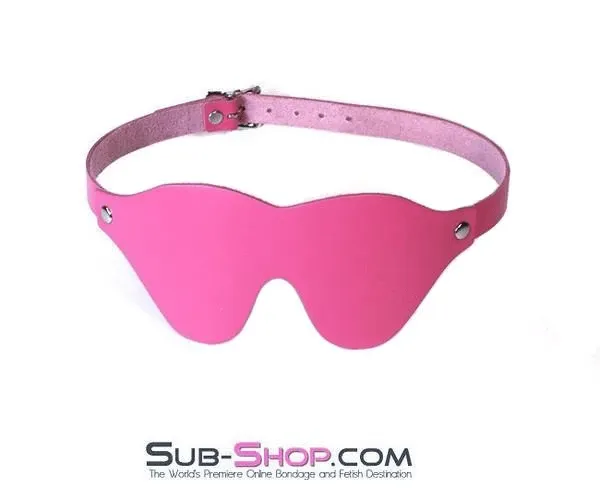 3406A      Hot Pink Leather Bondage Mask Blindfold