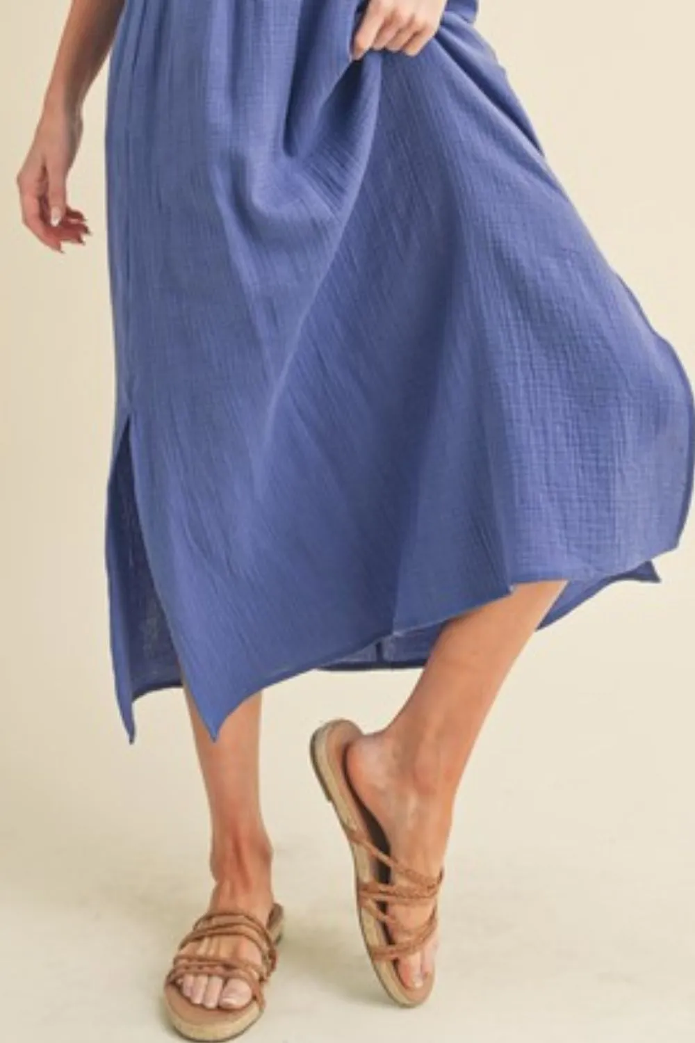 Aemi   Co Side Slit Round Neck Sleeveless Tank Dress