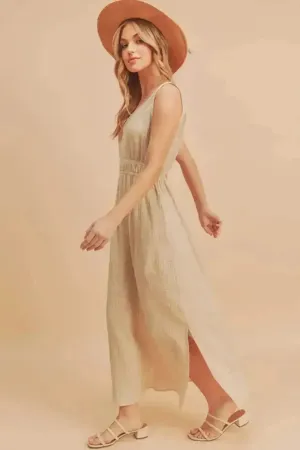 Aemi   Co Side Slit Round Neck Sleeveless Tank Dress