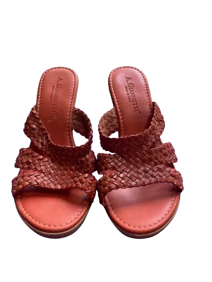 A.Giannetti Orange Wedge Sandals