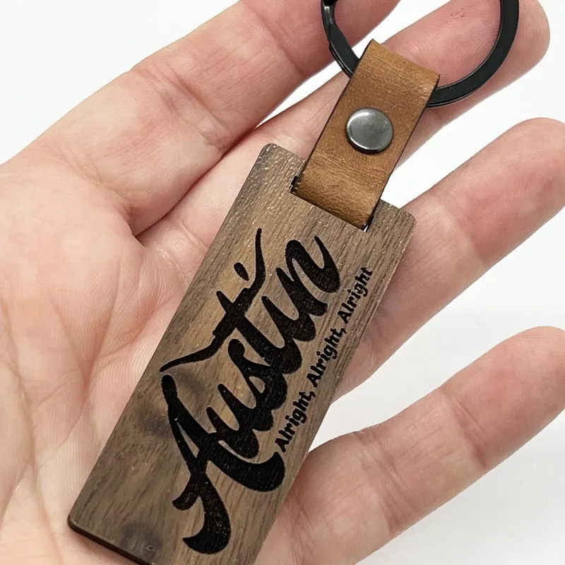Alright Austin Walnut Keychain