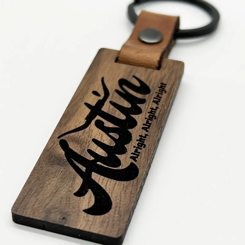 Alright Austin Walnut Keychain