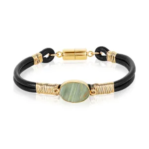 Aquamarine Double Thin Leather Bracelet