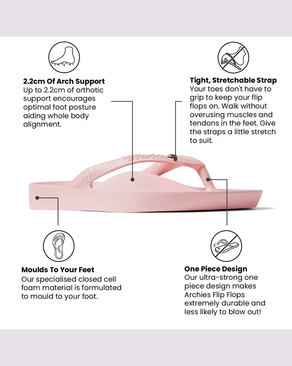 Archies Arch Support Jandals - Crystal Pink