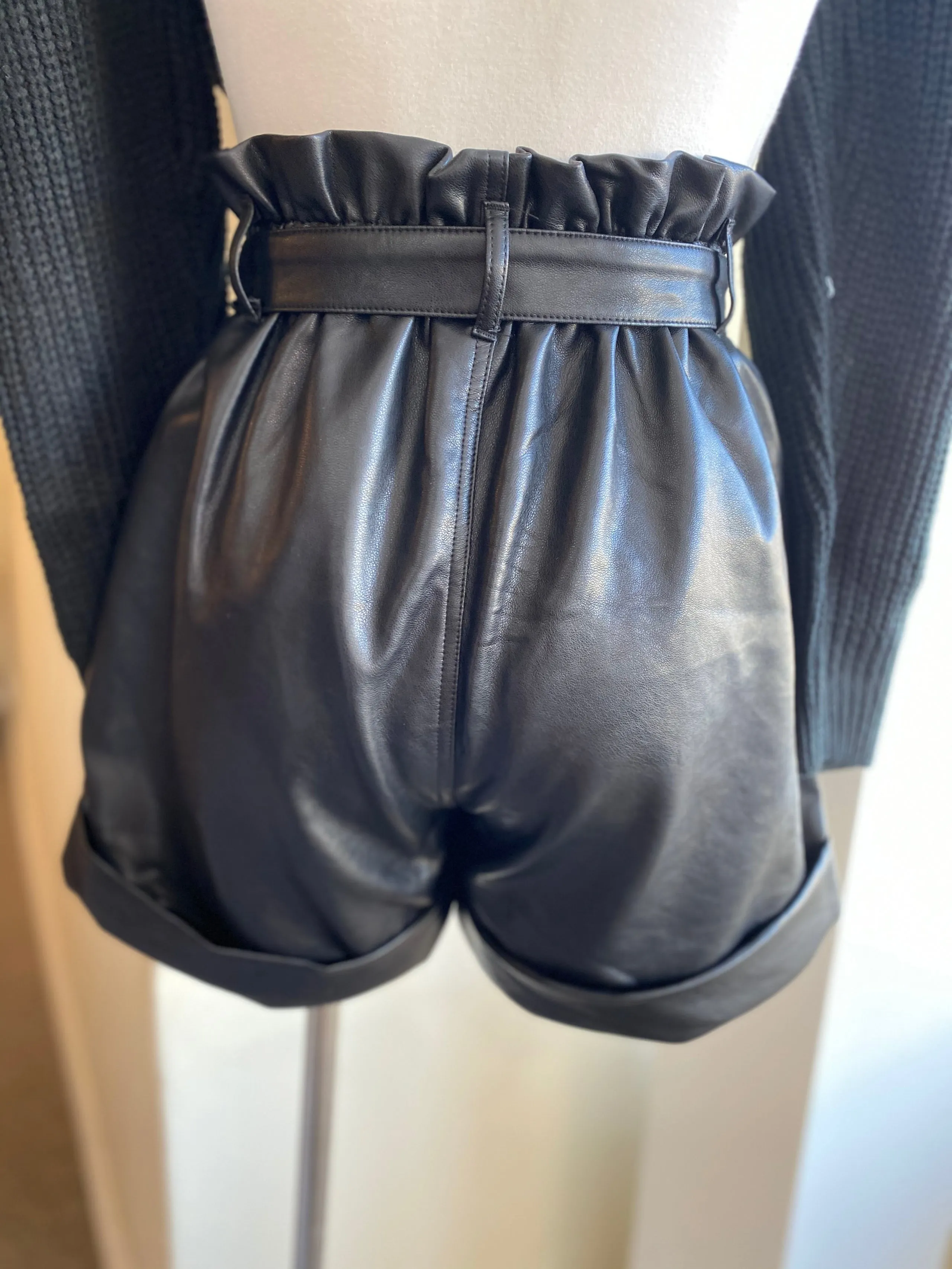 Belted Faux Leather Shorts