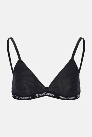 BLACK TIGER PRINT MESH TRIANGLE BRA
