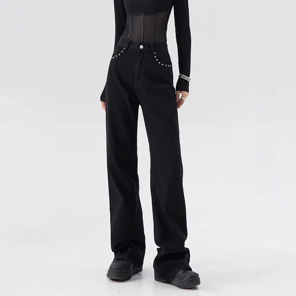 Black Wide-Leg Jeans – High Waist & Drapey Fit