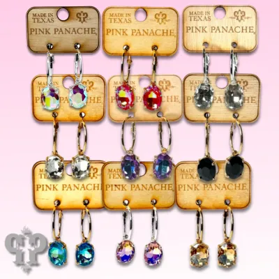 Blue Oval rhinestone earring on hoop