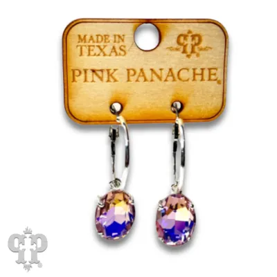 Blue Oval rhinestone earring on hoop