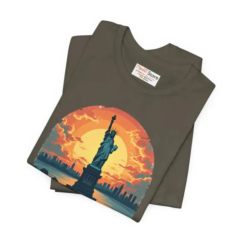 Bold Unisex Jersey Usa Sunset Design Tee