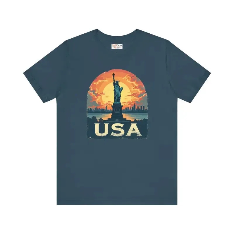 Bold Unisex Jersey Usa Sunset Design Tee