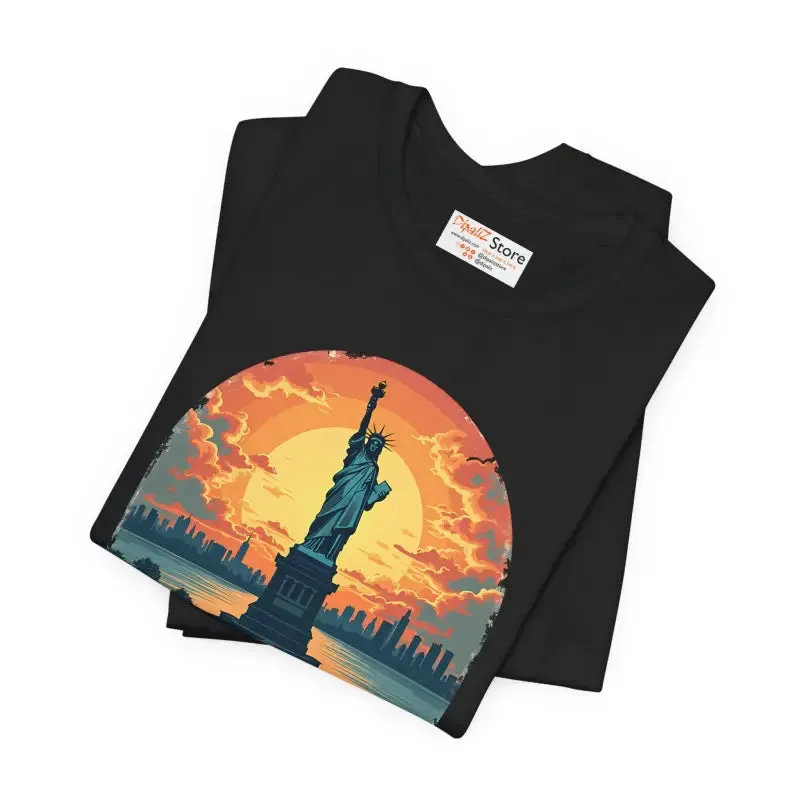 Bold Unisex Jersey Usa Sunset Design Tee