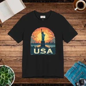 Bold Unisex Jersey Usa Sunset Design Tee