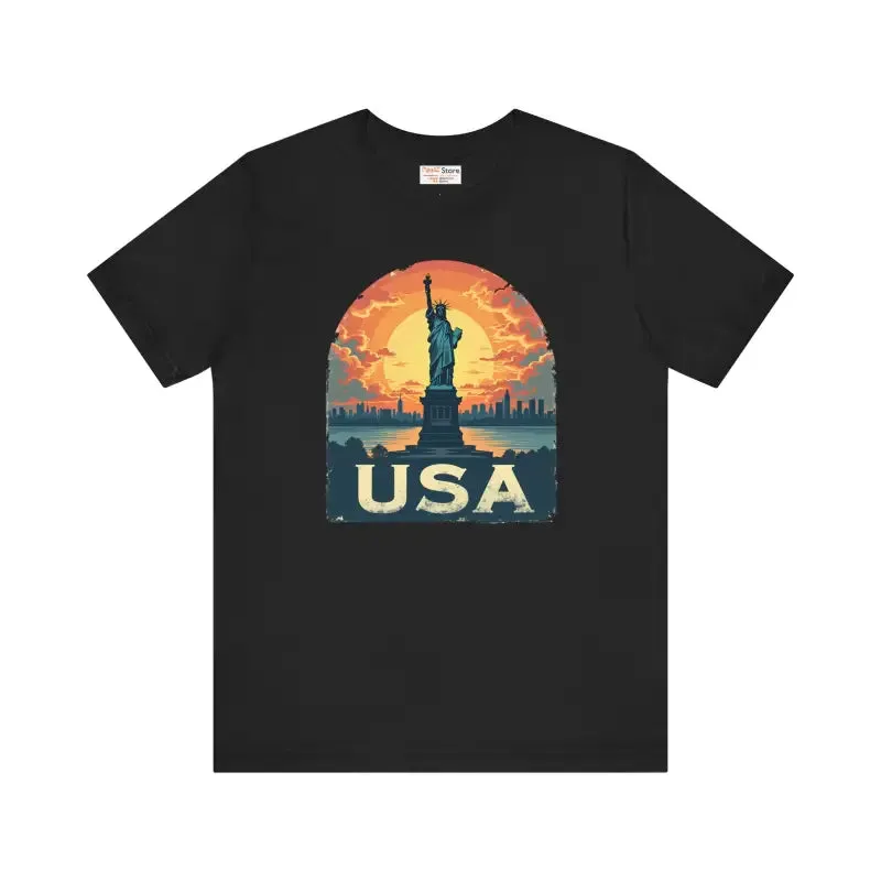 Bold Unisex Jersey Usa Sunset Design Tee