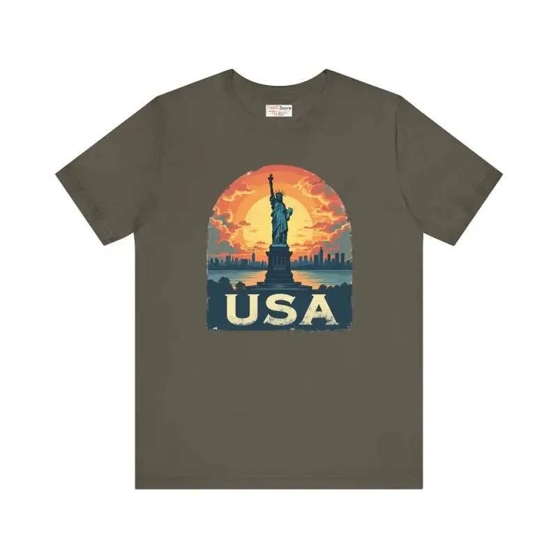 Bold Unisex Jersey Usa Sunset Design Tee