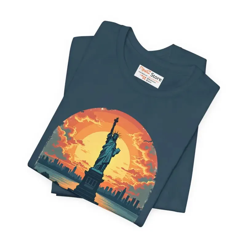 Bold Unisex Jersey Usa Sunset Design Tee