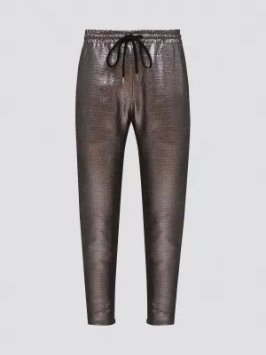 Brown Metallic Drawstring Pants