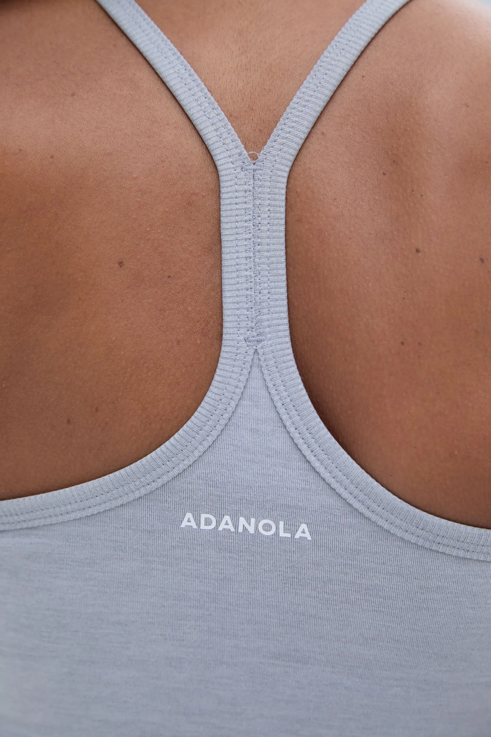 Brushed Strappy Longline Top - Light Grey Melange