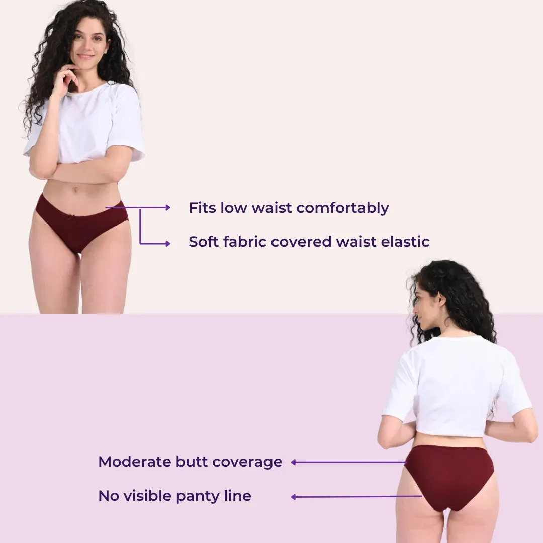 BrZee Bikinis | Lightweight Cotton-Elastane Fabric | Super Stretchy For Comfort | No Visible Panty Lines | Pack Of 3