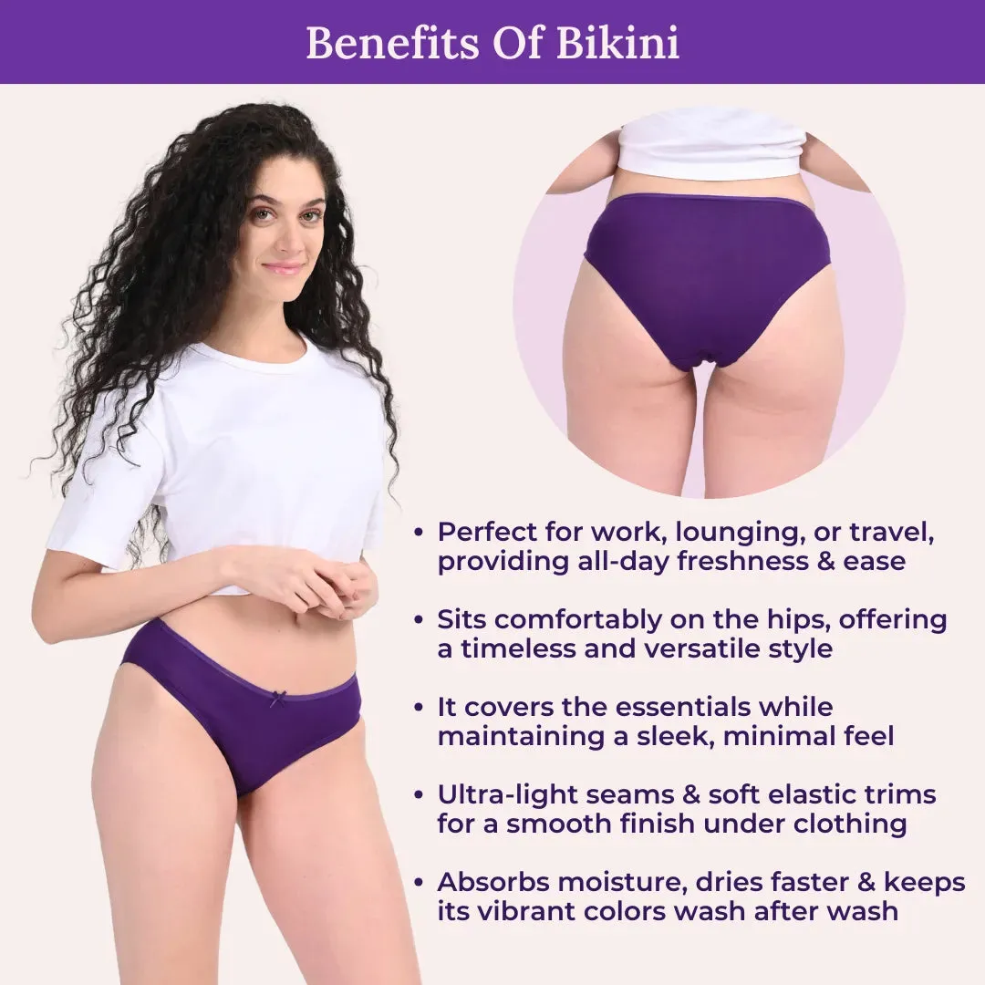 BrZee Bikinis | Lightweight Cotton-Elastane Fabric | Super Stretchy For Comfort | No Visible Panty Lines | Pack Of 3