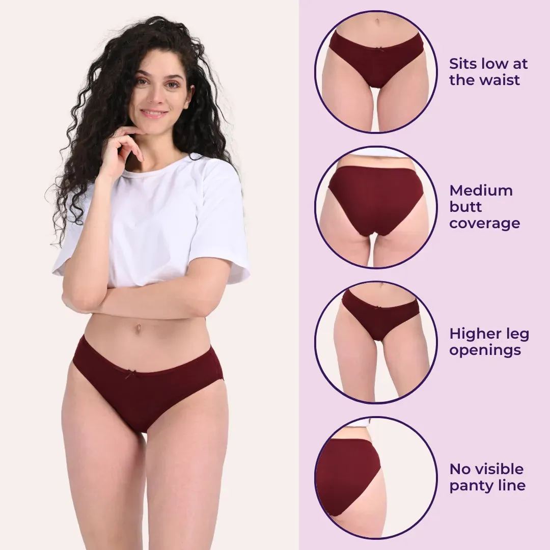 BrZee Bikinis | Lightweight Cotton-Elastane Fabric | Super Stretchy For Comfort | No Visible Panty Lines | Pack Of 3