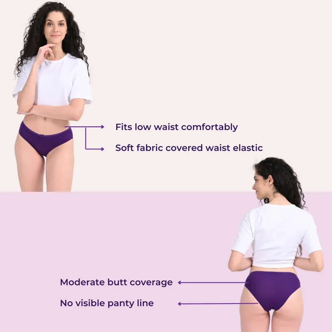 BrZee Bikinis | Lightweight Cotton-Elastane Fabric | Super Stretchy For Comfort | No Visible Panty Lines | Pack Of 3