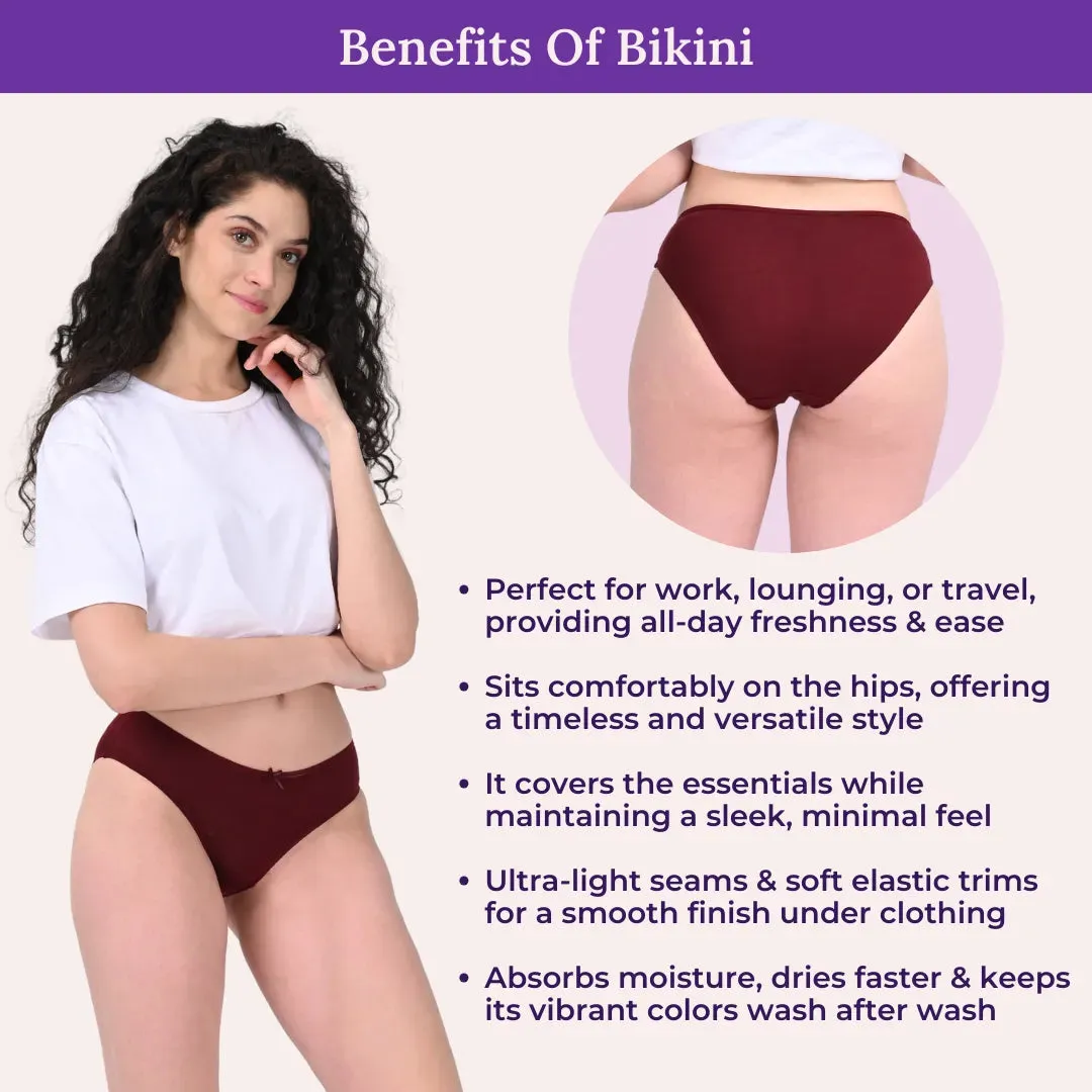 BrZee Bikinis | Lightweight Cotton-Elastane Fabric | Super Stretchy For Comfort | No Visible Panty Lines | Pack Of 3