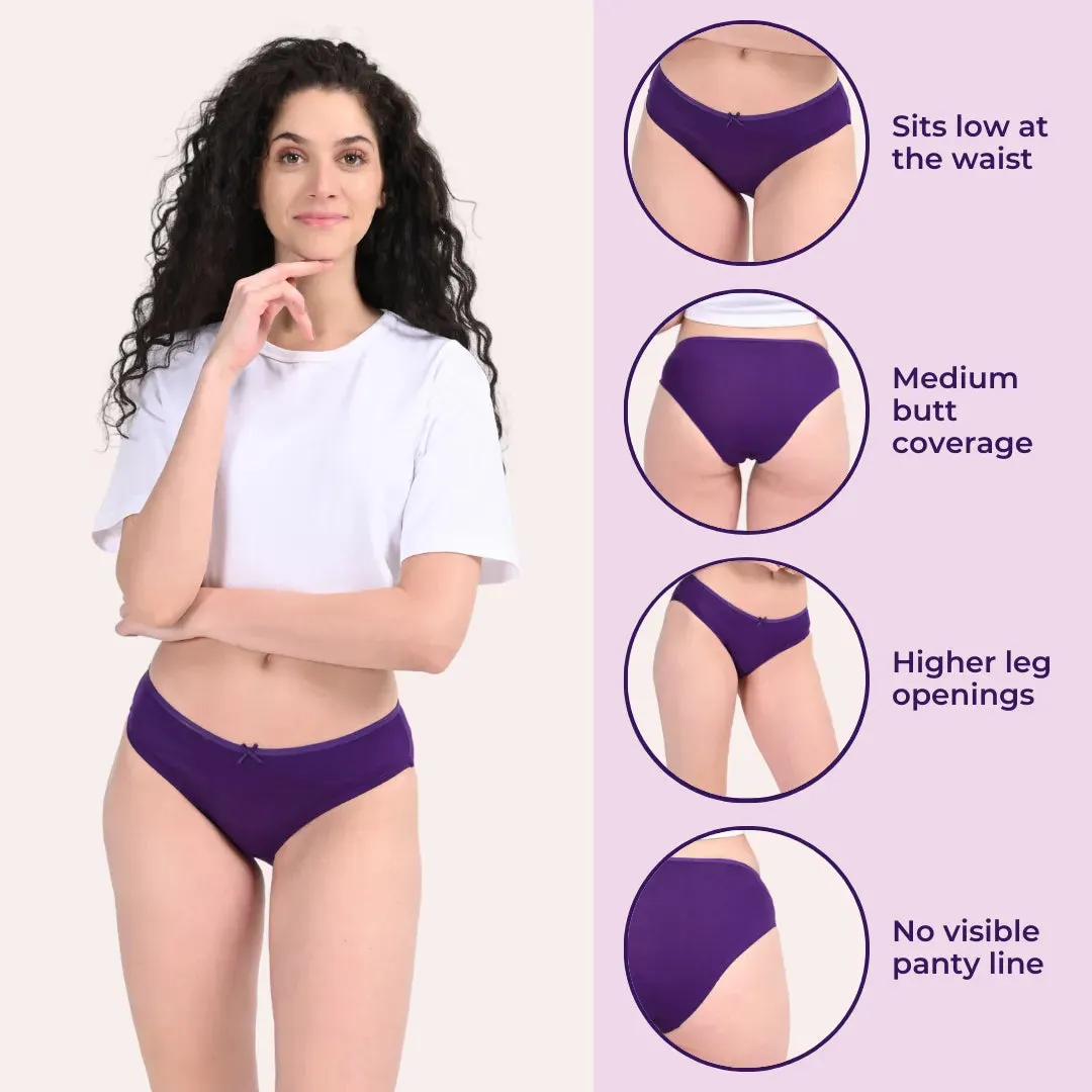 BrZee Bikinis | Lightweight Cotton-Elastane Fabric | Super Stretchy For Comfort | No Visible Panty Lines | Pack Of 3