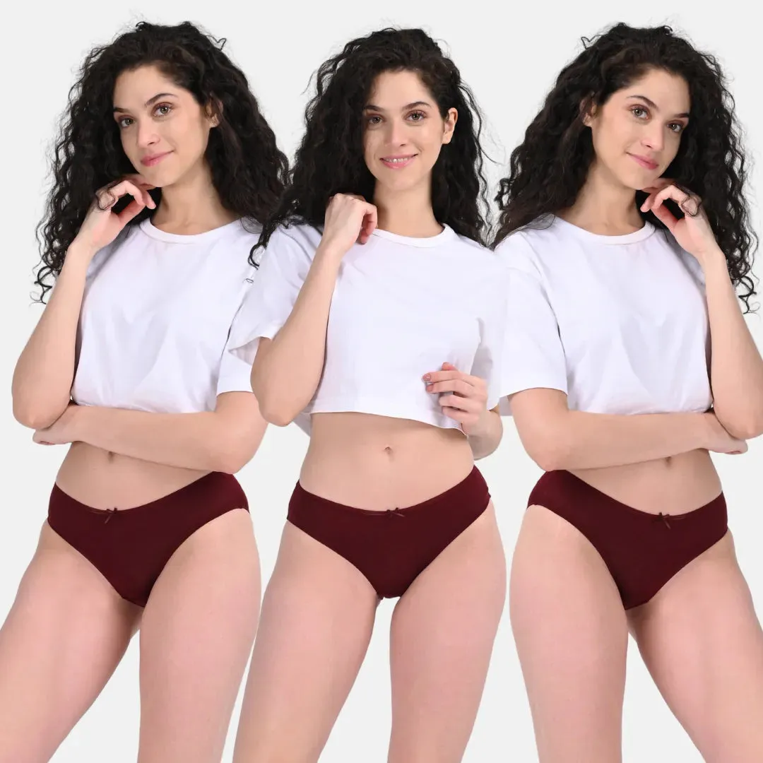 BrZee Bikinis | Lightweight Cotton-Elastane Fabric | Super Stretchy For Comfort | No Visible Panty Lines | Pack Of 3