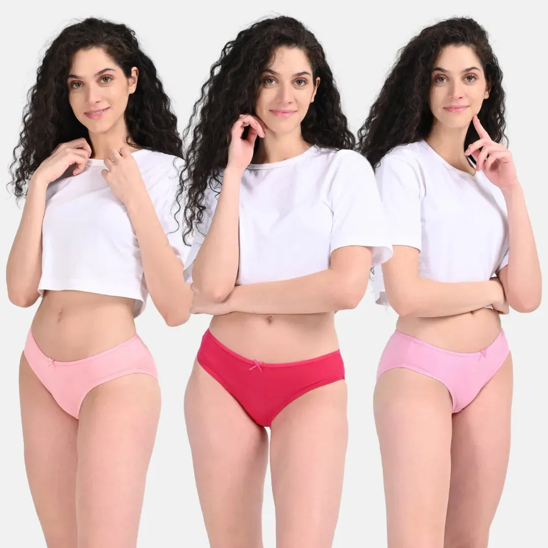 BrZee Bikinis | Lightweight Cotton-Elastane Fabric | Super Stretchy For Comfort | No Visible Panty Lines | Pack Of 3