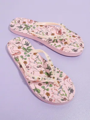 Calico & Bird Print Flip Flops