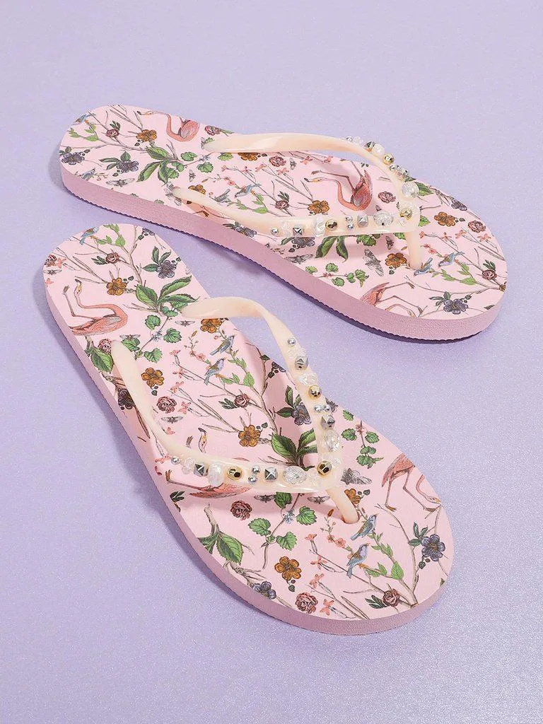 Calico & Bird Print Flip Flops