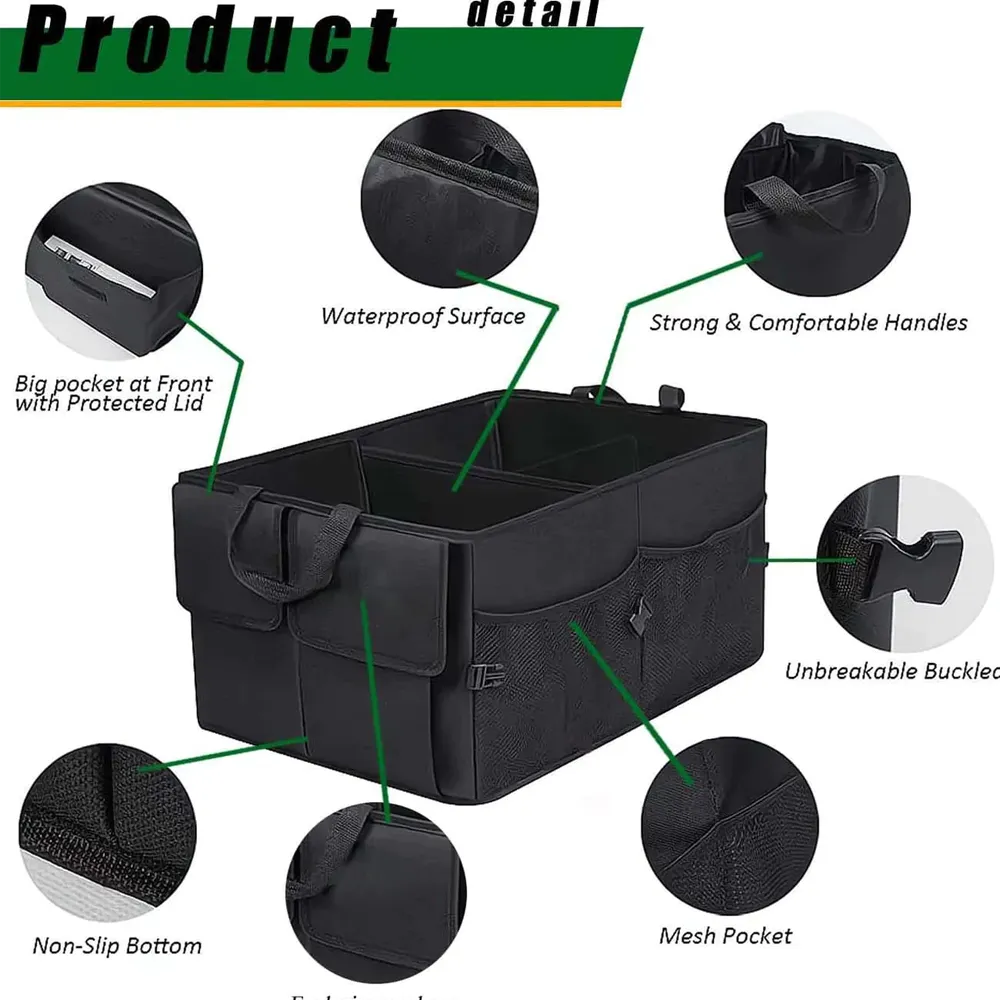 Car Trunk Organizer, Custom-Fit For Car, Foldable Car Trunk Storage Box, Storage Bag, Waterproof, Dust-proof, Stain-Resistant, Car Accessories WAMY229