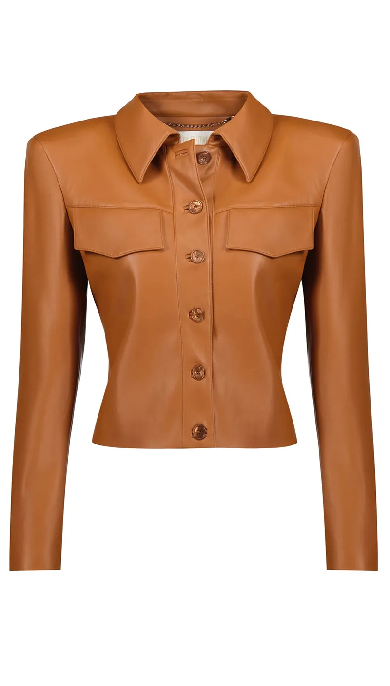 Caramel faux leather jacket