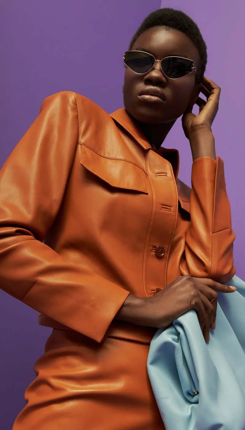 Caramel faux leather jacket