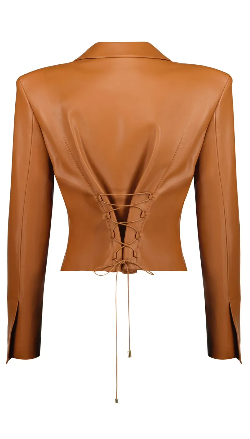 Caramel faux leather jacket