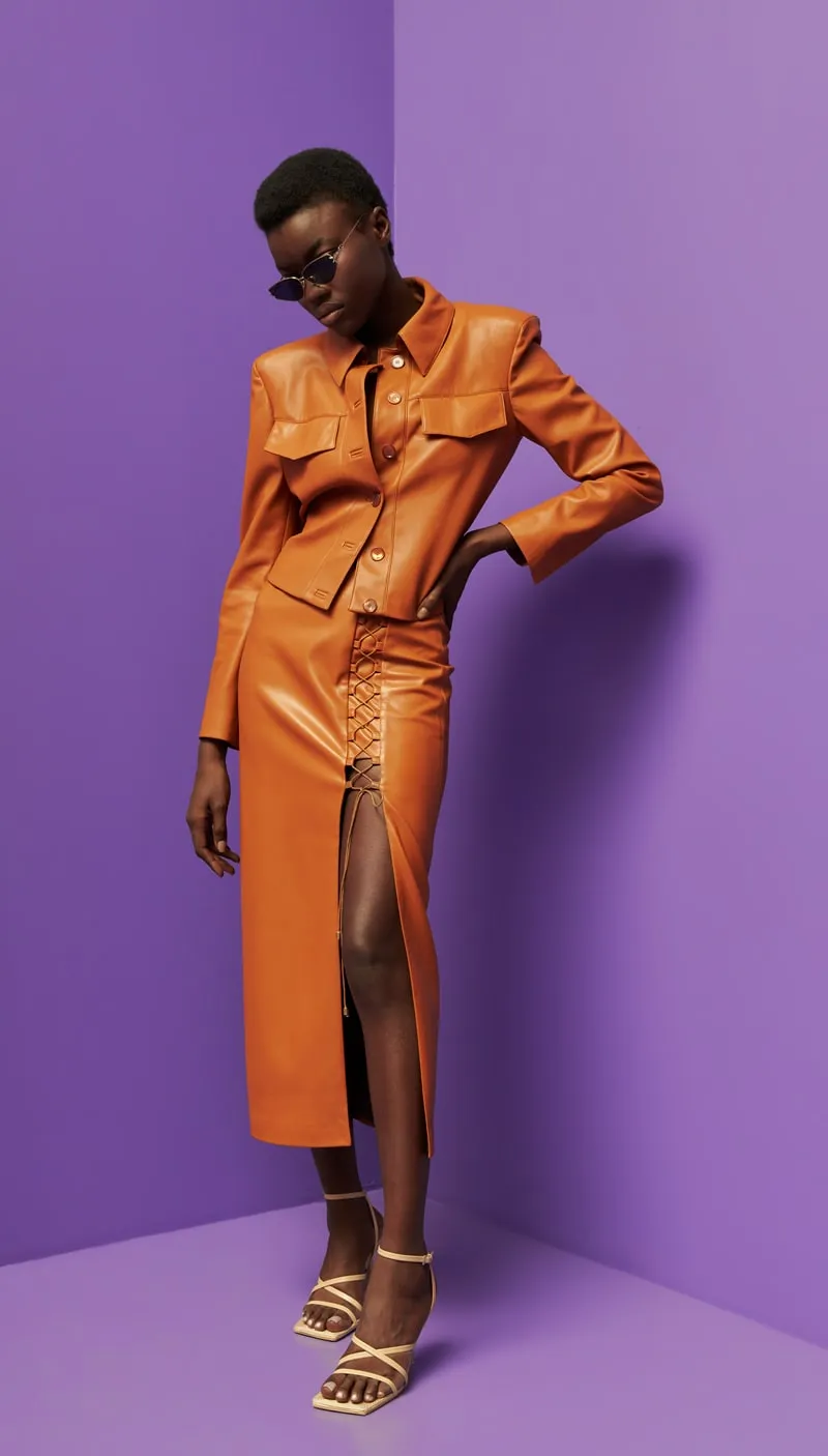 Caramel faux leather jacket