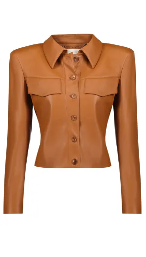 Caramel faux leather jacket