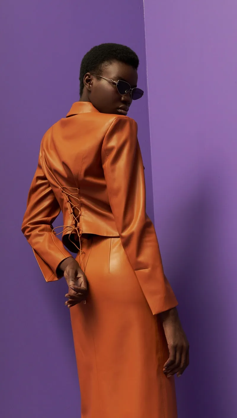 Caramel faux leather jacket
