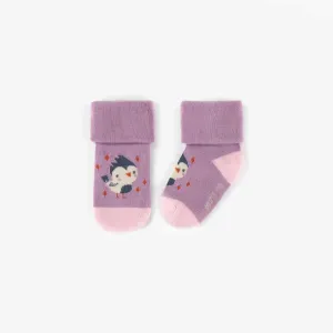 Chaussettes mauves extensibles, naissance   || Blue stretchy socks, newborn
