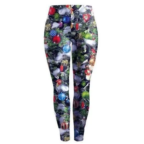 Christmas Printed Stretchy Slimming Leggings - S