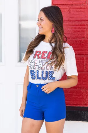 Cobalt Stretchy High Waist Shorts