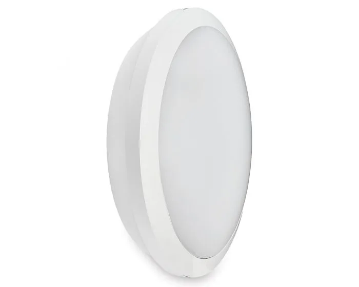 Collingwood WL9515ECS 10-15W IP65 1200-1800lm CCT Round LED Bulkhead with Emergency - White
