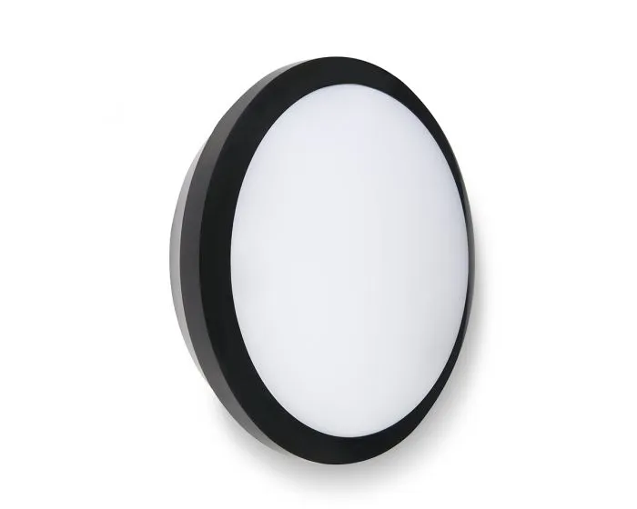 Collingwood WL9527MCSB 15-25W IP65 1750-3000lm CCT Round LED Bulkhead with Microwave Sensor - Black