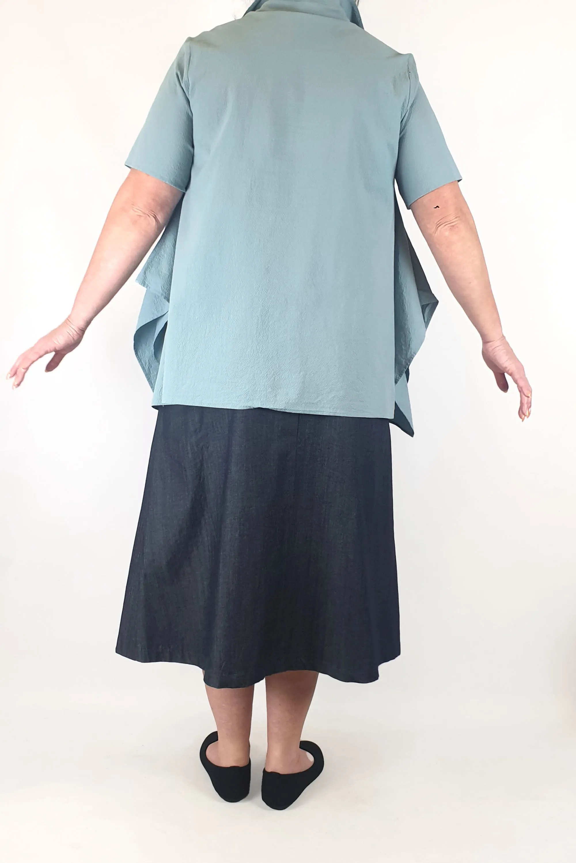 COS blue cotton top size 44, best fits 16-18